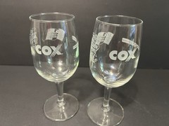 Set Of 2 Nebraska Balloon & Wine Festival Wine Glasses Cox Woodhouse Rotella