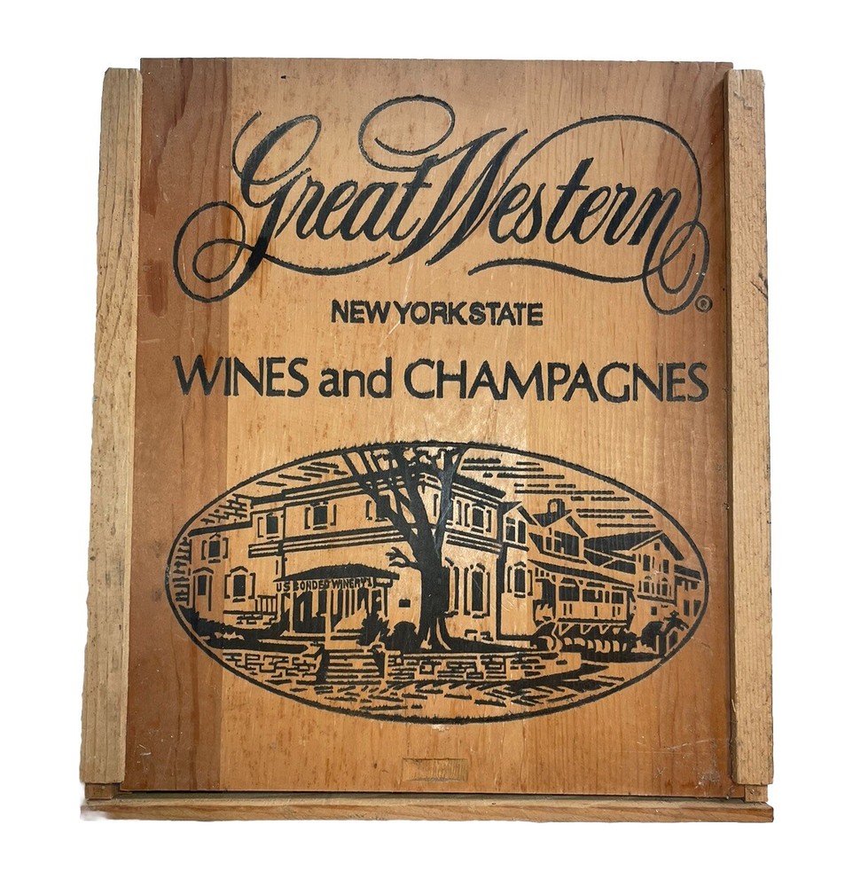 Vintage Antique Great Western New York State Wines & Champagnes Wooden Box