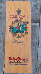 Vintage Carlos I Brandy Pedro Domecq Wood Box Bottle Holder Keepsake BOX ONLY