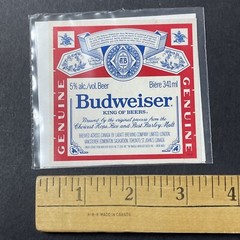 Vintage 1970s Budweiser Beer UNUSED Paper Label FRENCH/ENGLISH VARIANT Q2094