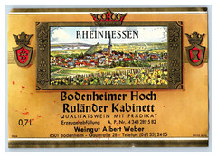 1970&rsquo;s-80&rsquo;s Rheinhessen Bodenheimer Hoch German Wine Label Original S24E