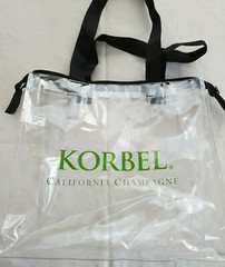 Korbel Clear Transparent Plastic Tote Bag California Champagne Zippered 12x12x6&Prime;