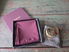Krug Champagne Gold Cuff Bracelet And Silk Pocket Square Accessory Set