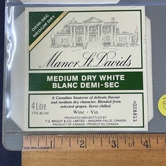 Vintage 1982 Brights Winery Manor St. Davids White Wine UNUSED Paper Label Q165