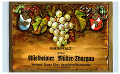 1970&rsquo;s-80&rsquo;s Rheinpfalz Uffelheimer Muller German Wine Label Original S29E