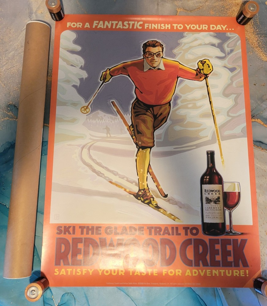 2004 Redwood Creek Wine Cross Country Skiing Ski Glade Trail Vintage Print Ad