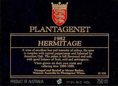 Plantagenet Hermitage Western Australia 1982 1980s Vintage Wine Label
