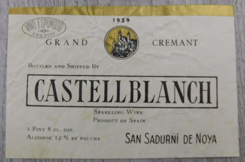 Grand Cremate Castellblanch Spain 1959 Sparkling Wine Vintage Label Winery