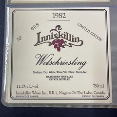 Vintage 1982 Inniskillin Winery Welschriesling Wine UNUSED Paper Label Q91