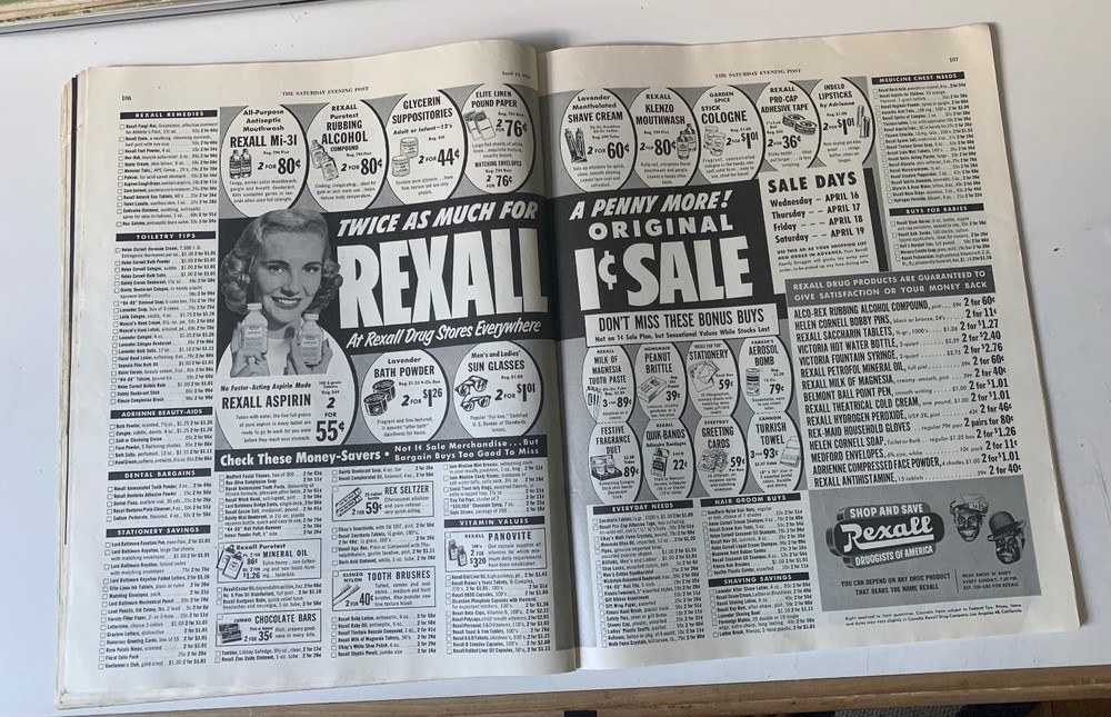 Rexall Magazine Ad Drugstore Products 1952 Sale Promotion Ephemera
