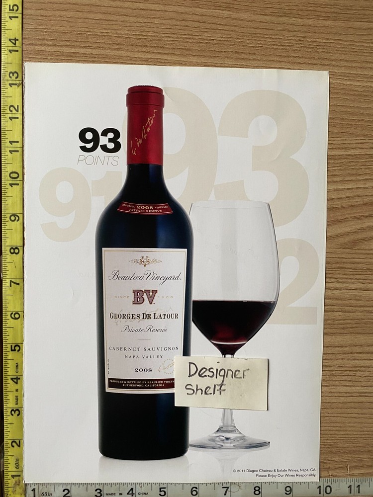 Beaulieu Vineyard Latour Reserve Cabernet Wines 2008 Print Advertisement