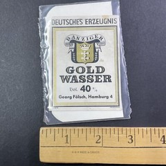 Vintage 1920s Danziger Goldwasser Gold Leaf Vodka UNUSED Paper Label Q2192