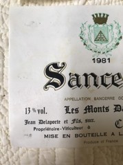 2 Sancerre Le Petit Chemarin 1980 & Les Monts Damnes 1981 Wine Labels France