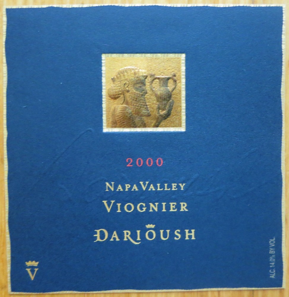 wine labels USA DARIOUSH Napa Valley Viognier 2000