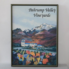 Vtg Pahrump Valley Vineyards Winery Wine Framed Poster Print Norm Brown 24×18