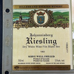 Vintage 1983 Hillebrand Estates Johannisberg Wine UNUSED Paper Label Q102