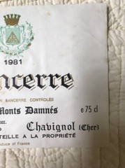 2 Sancerre Le Petit Chemarin 1980 & Les Monts Damnes 1981 Wine Labels France