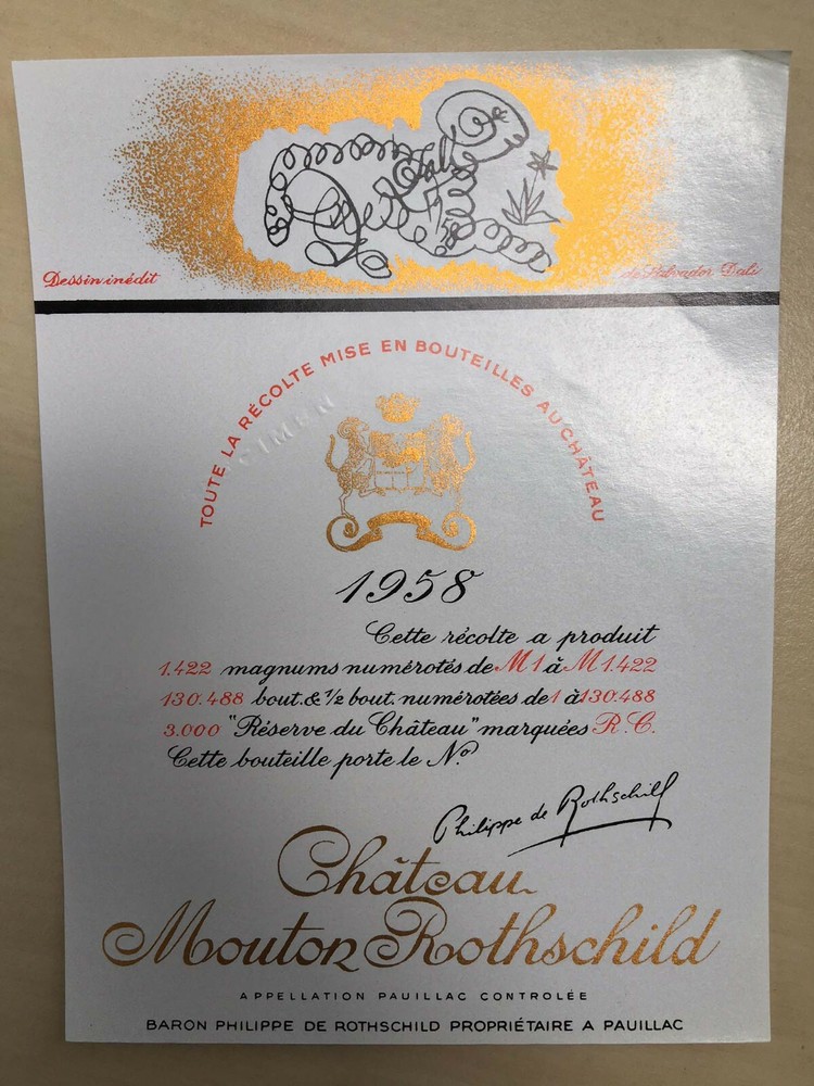 The 1958 Chateau Mouton Rothschild (Specimen) – Label By: Salvador Dali