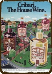 1979 CRIBARI -The House Wine- Vintage-Look-Edge *DECORATIVE REPLICA METAL SIGN*