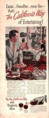 1951 California Wine Burgundy Way of Entertaining Vintage Print Ad 665