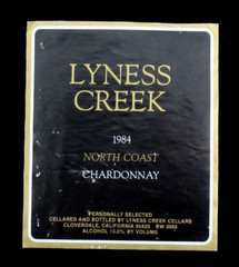 Original Vintage Wine Label Lyness Creek 1984 North Coast Chardonnay California
