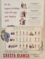 1946 Cresta Blanca California Wines Grapes Vintage Ad Happiest Holidays