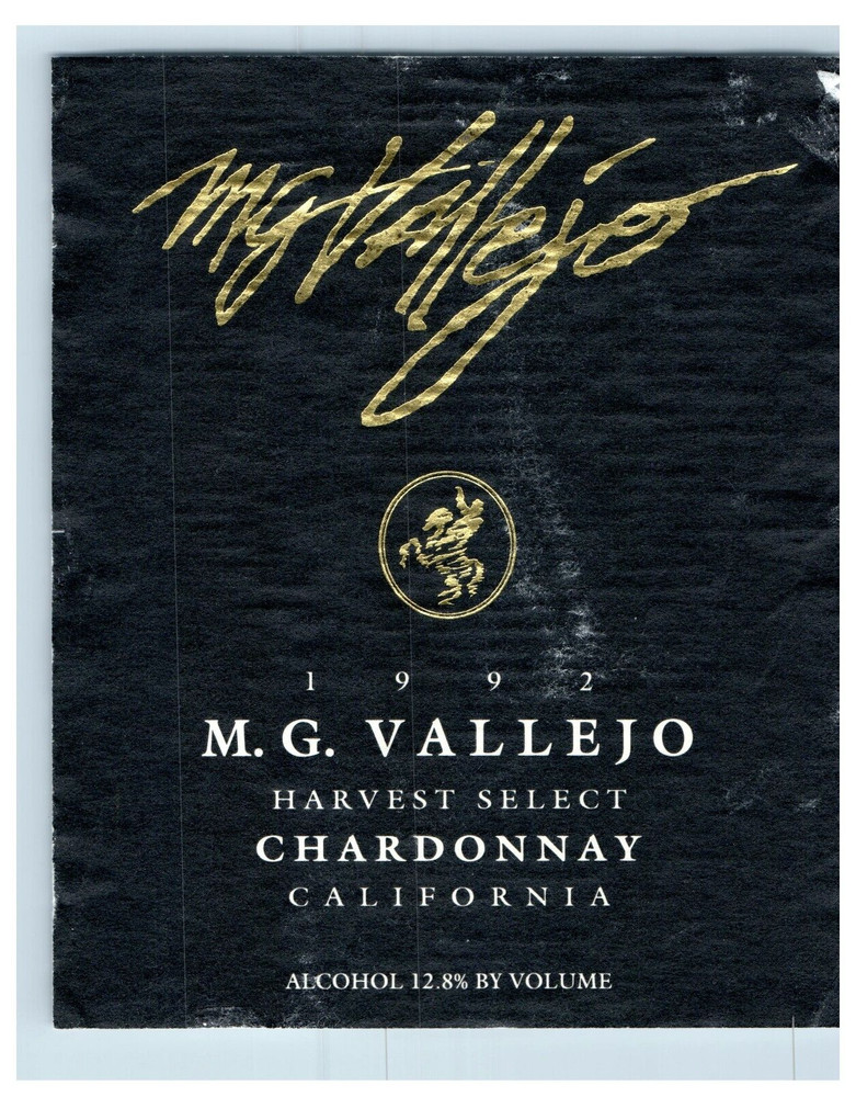 Vintage M.G. Vallejo Harvest Select Chardonnay California Wine Label S74E