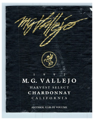 Vintage M.G. Vallejo Harvest Select Chardonnay California Wine Label S74E