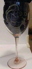 2 Rare-Popeye And Olive Oil Etched Wine Glasses With Pink Stems- Signed By Lamm