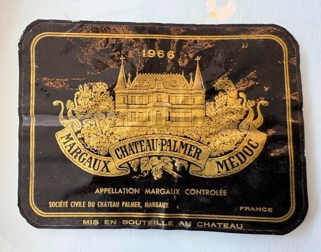 Vintage 1966 Margaux Chateau Palmer Medoc, Wine Bottle Label Original