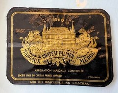 Vintage 1966 Margaux Chateau Palmer Medoc, Wine Bottle Label Original