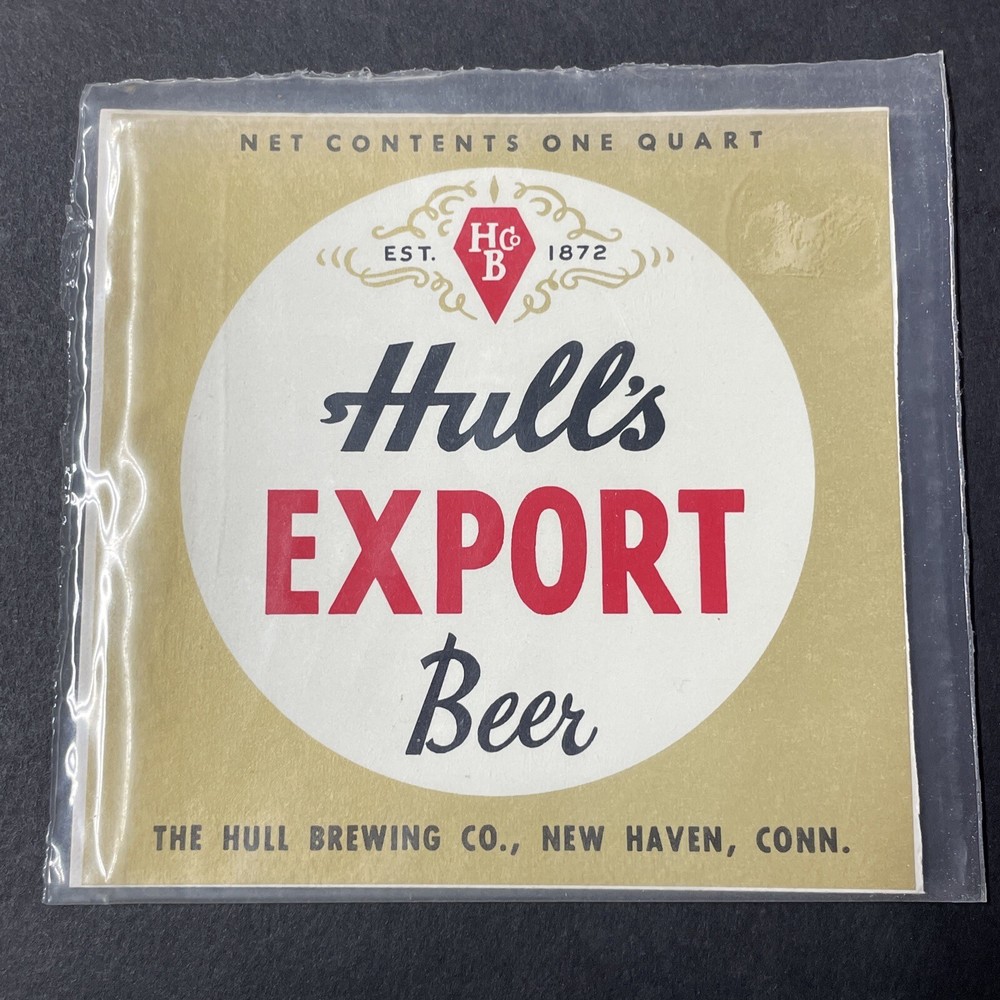 Vintage 1950s Hull&rsquo;s Export UNUSED Paper Label New Haven Connecticut Q2003