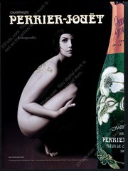 2001 nude woman photo Perrier Jouet Fleur de Champagne & bottle pic vtg print ad