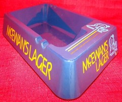McEWAN’S LAGER BLUE MELAMINE ASHTRAY + 6 BAR MATS – EXCELLENT CONDITION! 