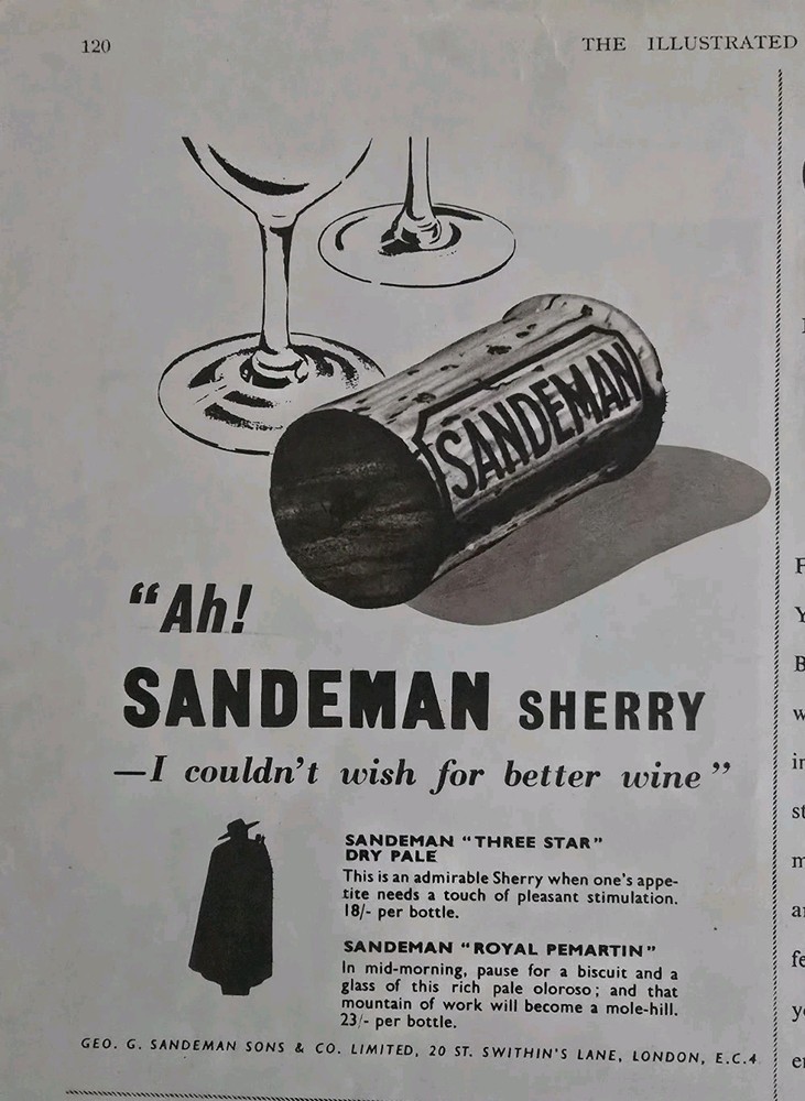 1954 Sandeman Sherry Three Star Royal Pemartin Vintage Better Wine Ad