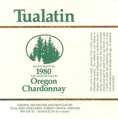Tualatin Chardonnay Willamette Forest Grove Oregon 1980 Vintage Wine Label