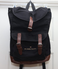 Mumm Napa Winery Backpack Black Canvas Synthetic Leather Bottom Trim Wine