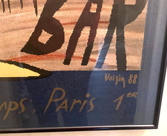 Rare WILLI&rsquo;S WINE BAR Paris France Framed Litho Bistro Poster Signed VOISIN 1988