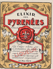 Beautiful Vintage Elixir Marque Deposee Pyrenees Liqueur Label a7B