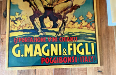 Vintage GUSTAVO MAGNI & FIGLI CHIANTI WINE ADVERTISEMENT on WOOD PANEL