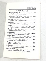 VTG mid century SHOW BAR wine list BOSTON MA huntington avenue
