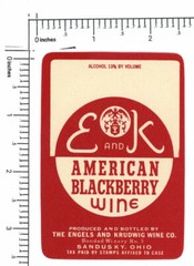 Vintage Wine Label E&K American Blackberry Wine Sandusky Ohio -9239