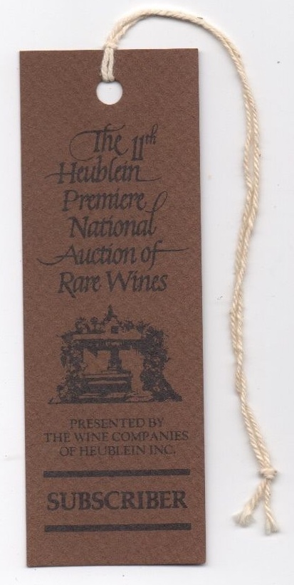 Vintage 1979 Heublein 11th Premiere National Auction Rare Wine Subscriber TICKET