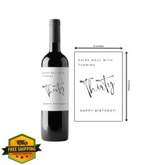 Handmade 30th Birthday Wine Label