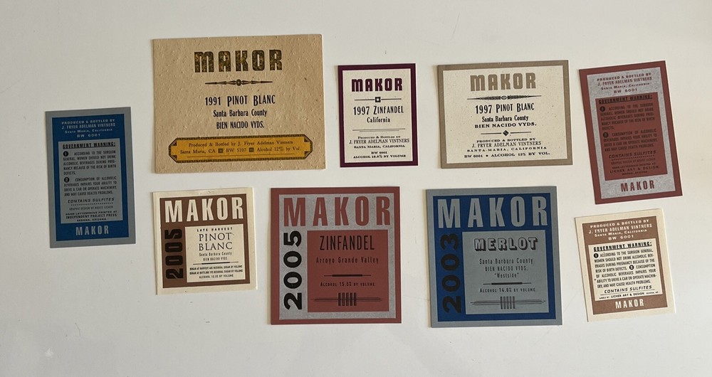 Makor Wine Labels New Unused 1991-2005 Santa Barbara County