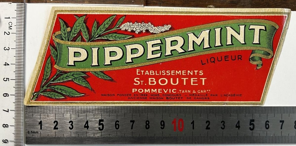 PIPPERMINT BOUTET 1930&rsquo;s Menthe French Mint Liquor Vintage Old Alcohol Label