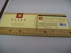 Vintage 1999 Elias Chardonnay Wine Label Russian River Valley Estate Grown CA