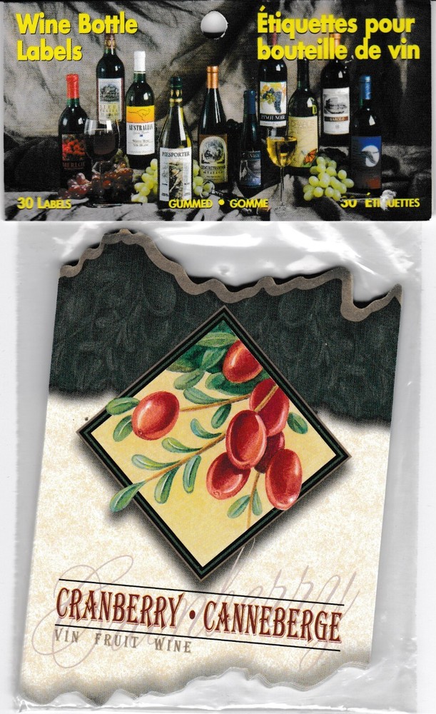 Cranberry Gummed Fruit Wine Bottle Labels Package of 30