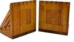 Vtg Napa Valley Wooden Desktop Organizer Set 2 Wine Advertising Logo Dovetail