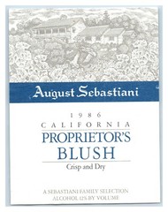 1986 Sebastiani Vineyards Proprietor&rsquo;s Blush California Wine Label Original S8